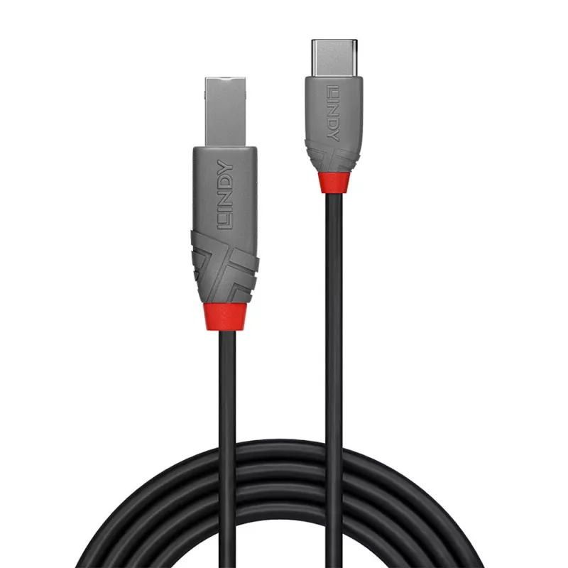 Cable USB 2.0 Type-C a B Lindy 36940 0,5 m Anthra Line