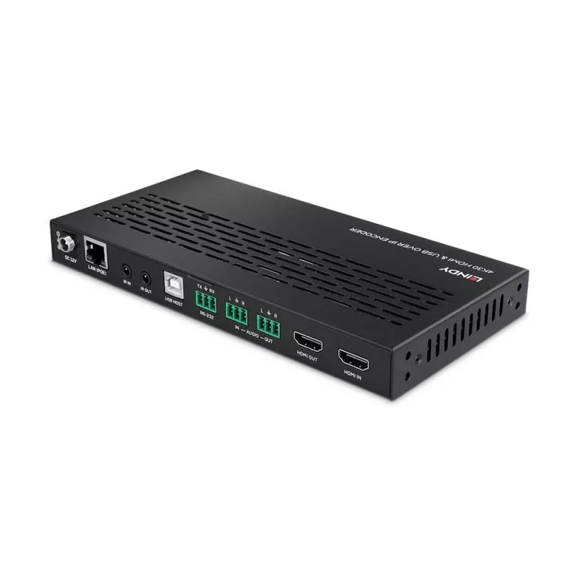 Lindy 38396 codificador 4K30 HDMI y USB sobre IP, Multicast y Videowall, HDMI 2.0, HDCP 2.2, PoE, 100 m