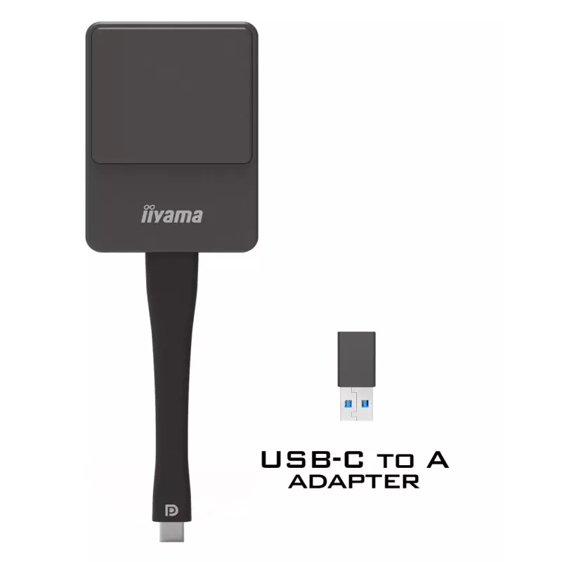 iiyama WP D002C dongle de presentación inalámbrico, USB-C (DP-Alt), E-Share, plateado/negro
