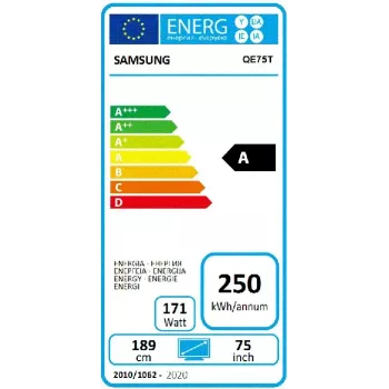 Samsung QE75T pantalla plana de señalización digital 190.5 cm (75 inch) LCD 300 cd/m² 4K Ultra HD negro Tizen 4.0