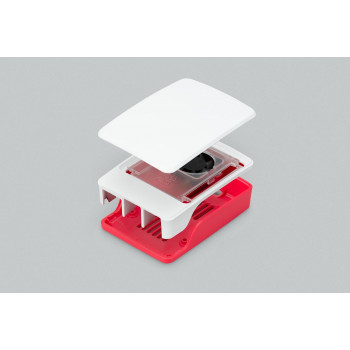 Carcasa Raspberry Pi 5, rojo/blanco, con ventilador (SC1159)