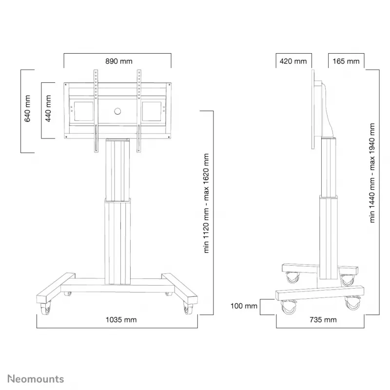 Carro para TV Neomounts PLASMA-M2500SILVER 42-100