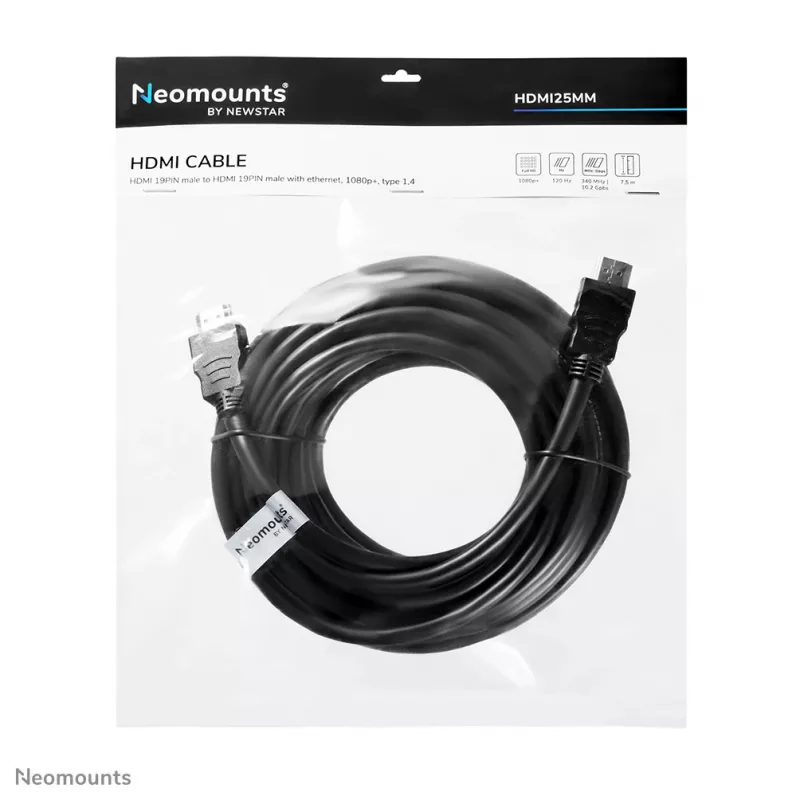 Cable HDMI Neomounts HDMI25MM – 7,5 metros, 7,5 m, 10,2 Gbit/s, negro