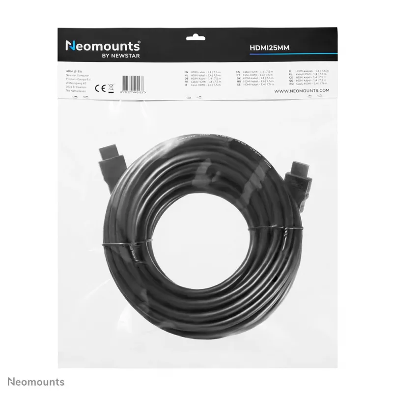 Cable HDMI Neomounts HDMI25MM – 7,5 metros, 7,5 m, 10,2 Gbit/s, negro