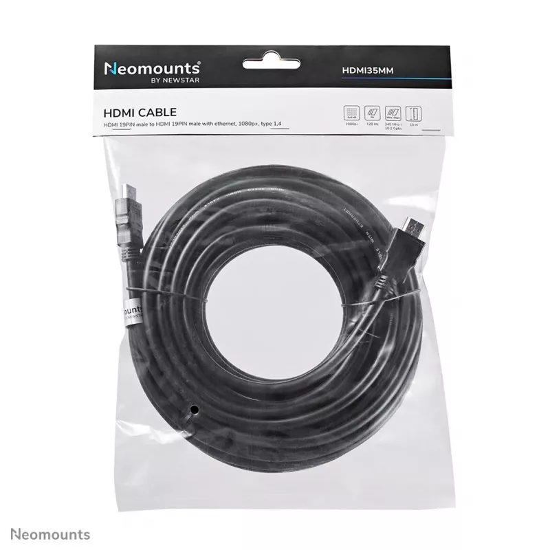 Cable HDMI Neomounts HDMI35MM - 10 metros, 10 m, HDMI Type-A (estándar), HDMI Type-A (estándar), 10,2 Gbit/s, negro