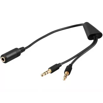 Cable de audio Microconnect AUDAL 0,4 m 2x conector macho 3,5 mm a conector hembra 3,5 mm negro