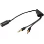 Cable de audio Microconnect AUDAL 0,4 m 2x conector macho 3,5 mm a conector hembra 3,5 mm negro