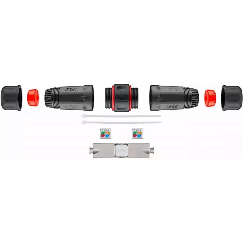 Goobay 44417 conector de cable de red para exterior, CAT6 STP, IP68, LSA/IDC sin herramientas