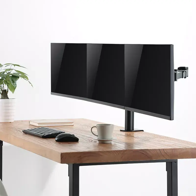 LogiLink BP0107 soporte de escritorio para tres monitores, 17-27 pulgadas, 7 kg por brazo, VESA 75x75/100x100, acero, negro