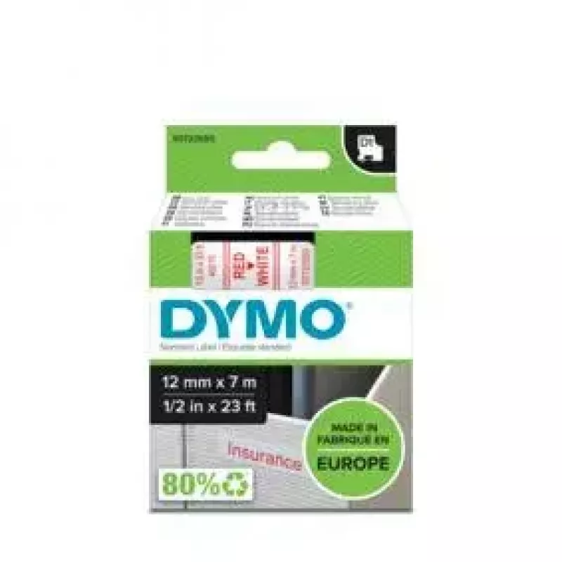 DYMO Authentic D1 etiquetas | impresión roja sobre cinta blanca | 12 mm x 7 m | etiquetas autoadhesivas para impresoras de etiquetas LabelManager | fabricadas en Europa