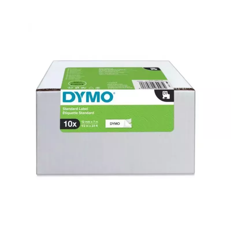DYMO Authentic D1 etiquetas | impresión negra sobre blanco | 12 mm x 7 m | etiquetas autoadhesivas para impresoras de etiquetas LabelManager | 10 uds.