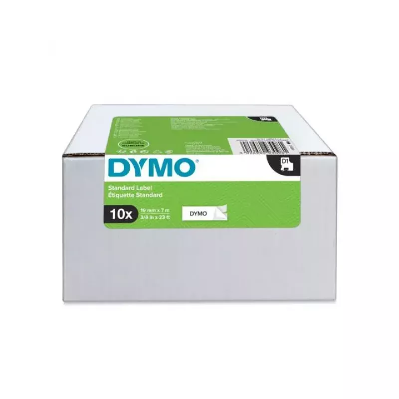 DYMO Authentic D1 etiquetas | impresión negra sobre blanco | 19 mm x 7 m | etiquetas autoadhesivas para impresoras de etiquetas LabelManager | 10 uds.