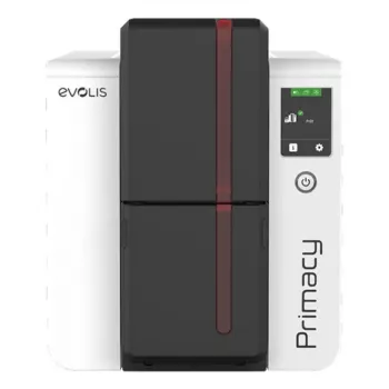 Impresora de tarjetas de plástico Evolis Primacy 2 — sublimación de color/transferencia térmica de resina, 300 x 1200 DPI, alimentación de 100 hojas, Fast Ethernet