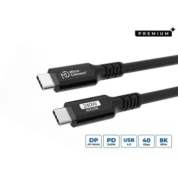 Cable USB Microconnect USB4CC2-240W 2m USB4 Gen 3x2 40 Gbit/s negro