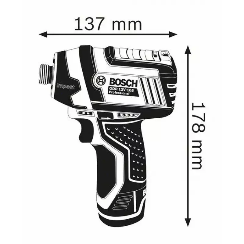 Bosch GDR 12V-105 Professional 06019A6977 llave de impacto inalámbrica, 2 baterías de iones de litio de 2,0 Ah, maletín, azul/negra