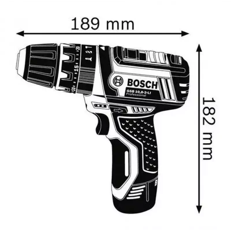 Bosch GSB 10,8-2-LI Professional Sin llave negro, azul, rojo