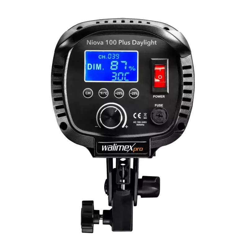 Walimex pro LED Niova 100 Plus Daylight 1022254 luz de vídeo COB LED regulable, 5600 K, CRI 93, reflector Bowens, difusor suave