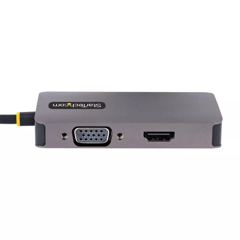 Adaptador de vídeo USB-C StarTech.com, adaptador USB-C a HDMI DVI VGA, hasta 4K 60Hz, aluminio, adaptador de pantalla de vídeo multipuerto, compatible con Thunderbolt 3/4, adaptador de viaje USB Type-C