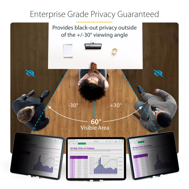 StarTech.com filtro de privacidad de 4 vías para iPad Pro de 11 pulgadas, para orientación vertical/horizontal, compatible con táctil, ángulo de visión +/- 30°, bloquea hasta el 51 % de luz azul, antirreflejo