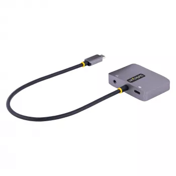 Adaptador de vídeo USB-C StarTech.com, adaptador multipuerto USB-C a HDMI VGA, audio de 3,5 mm, 4K 60Hz HDR, 100W PD Pass-Through, compatible con Thunderbolt 3/4 – adaptador de pantalla USB-C de viaje