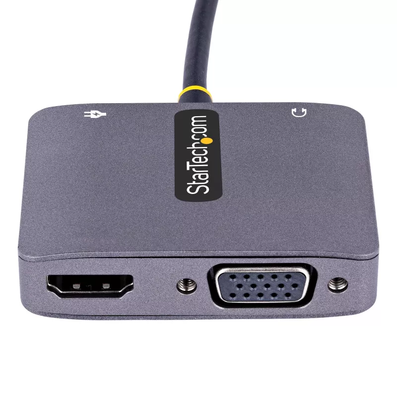 Adaptador de vídeo USB-C StarTech.com, adaptador multipuerto USB-C a HDMI VGA, audio de 3,5 mm, 4K 60Hz HDR, 100W PD Pass-Through, compatible con Thunderbolt 3/4 – adaptador de pantalla USB-C de viaje