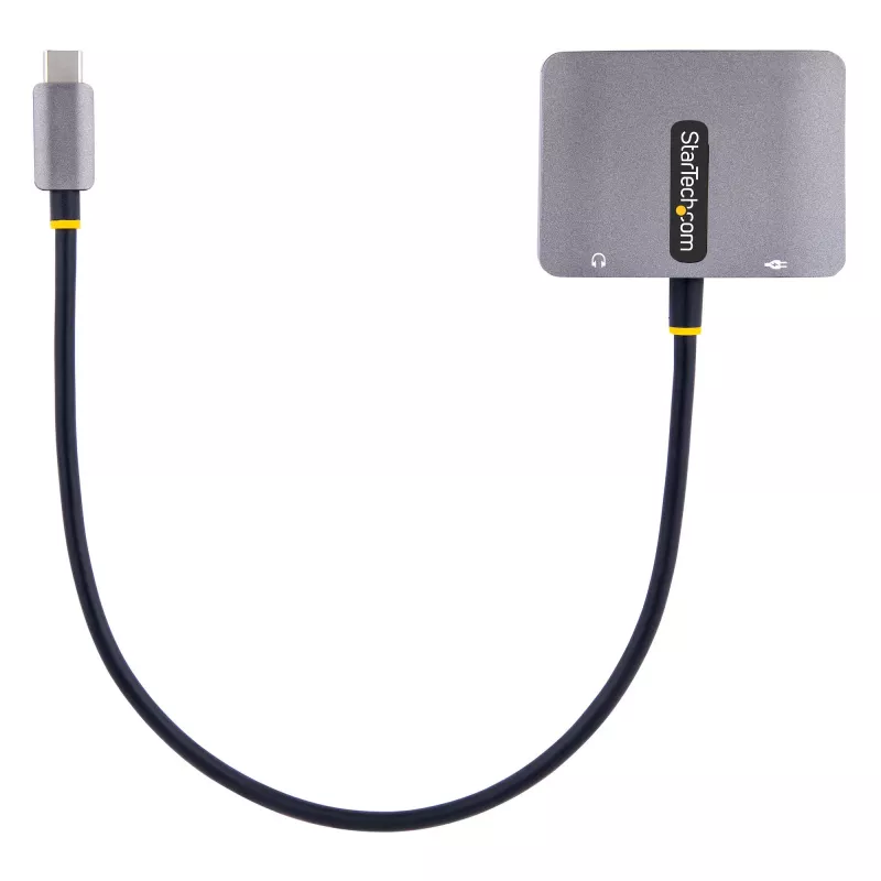 Adaptador de vídeo USB-C StarTech.com, adaptador multipuerto USB-C a HDMI VGA, audio de 3,5 mm, 4K 60Hz HDR, 100W PD Pass-Through, compatible con Thunderbolt 3/4 – adaptador de pantalla USB-C de viaje