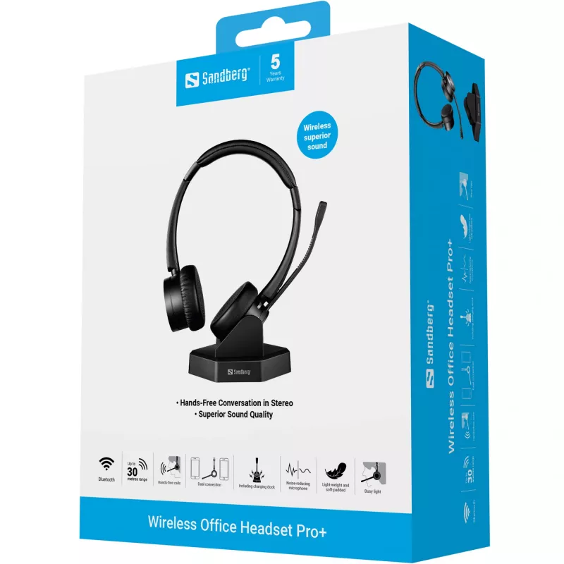 Auriculares Sandberg Wireless Office Headset Pro+