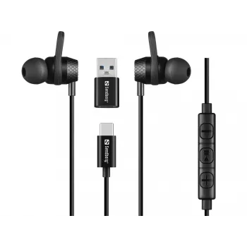 Headset Sandberg USB-C/A in-ear con micrófono en línea