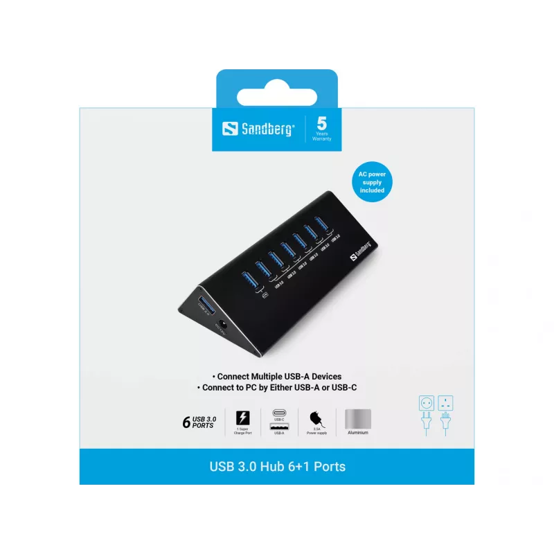 Hub USB 3.0 Sandberg 6+1 puertos