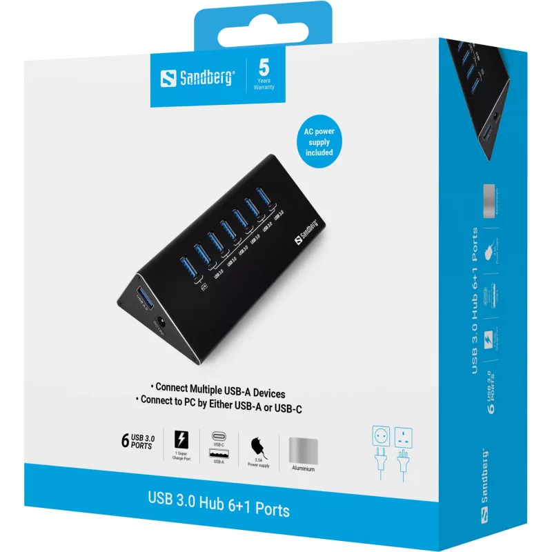 Hub USB 3.0 Sandberg 6+1 puertos