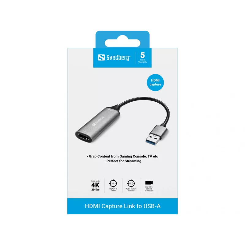 Enlace de captura HDMI a USB-A Sandberg