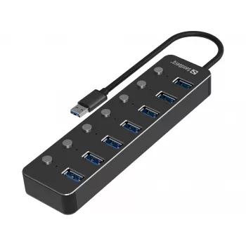 Hub USB Sandberg 7 puertos USB 3.0 negro aluminio