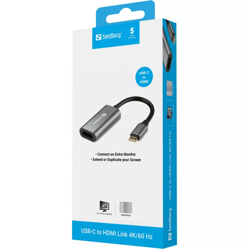 Enlace USB-C a HDMI 4K/60 Hz Sandberg 136-12