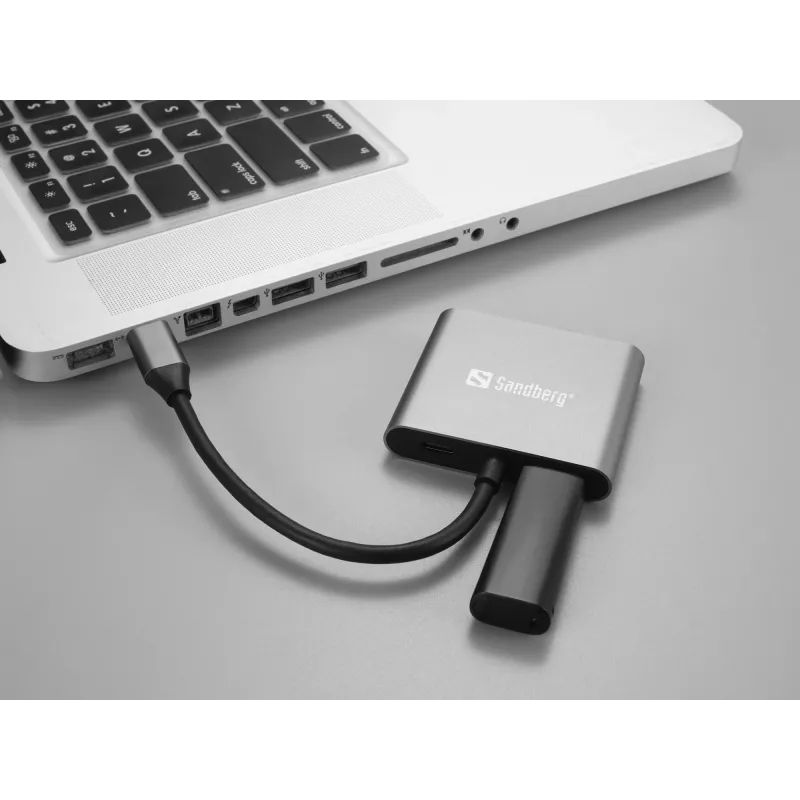 Dock USB-C Sandberg 2xHDMI+USB+PD resolución máxima 3840x2160
