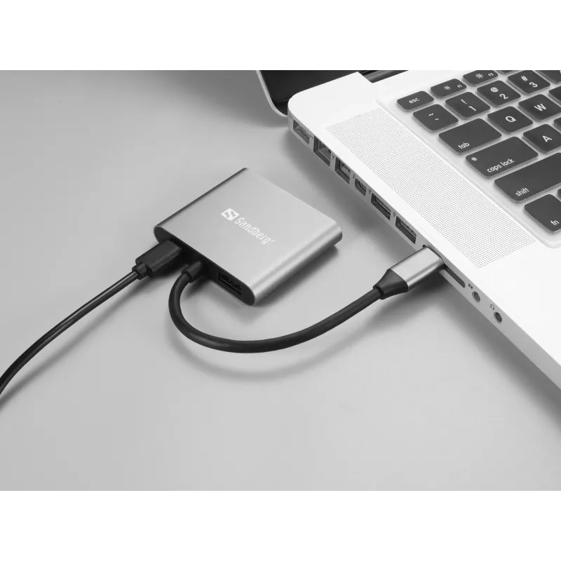Dock USB-C Sandberg 2xHDMI+USB+PD resolución máxima 3840x2160