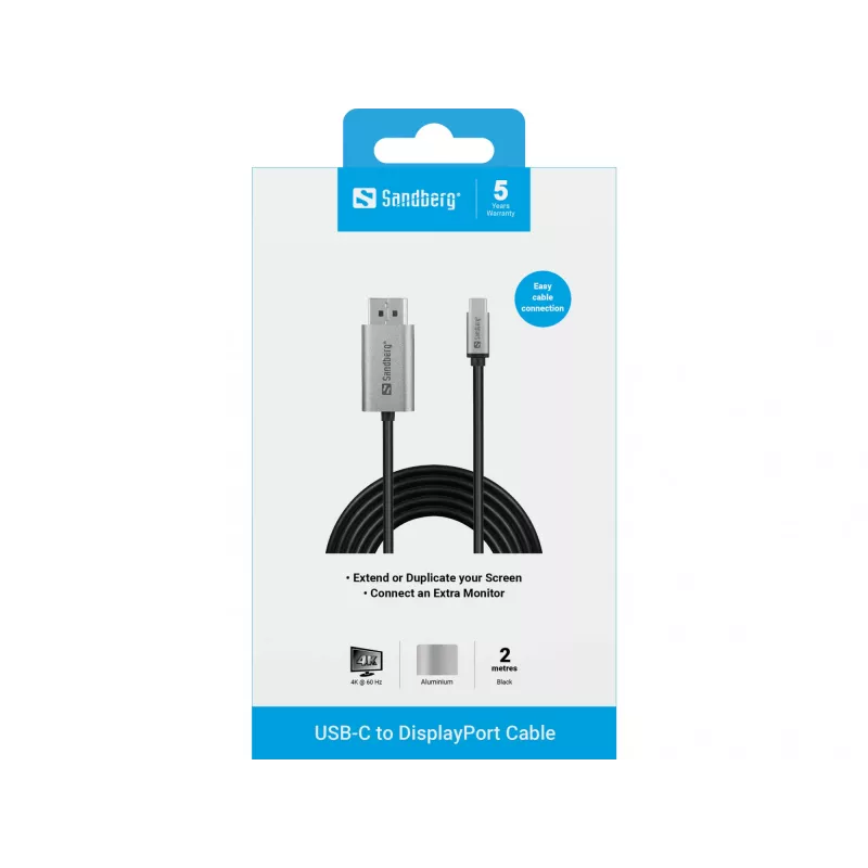 Cable USB-C a DisplayPort Sandberg 2M USB Type-C DisplayPort 2m
