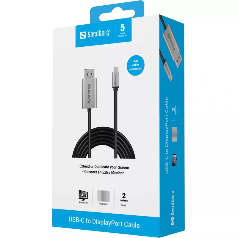Cable USB-C a DisplayPort Sandberg 2M USB Type-C DisplayPort 2m