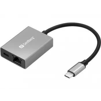 Adaptador Gigabit USB-C Sandberg PD100W USB Type-C RJ-45 1 Gbit/s gris