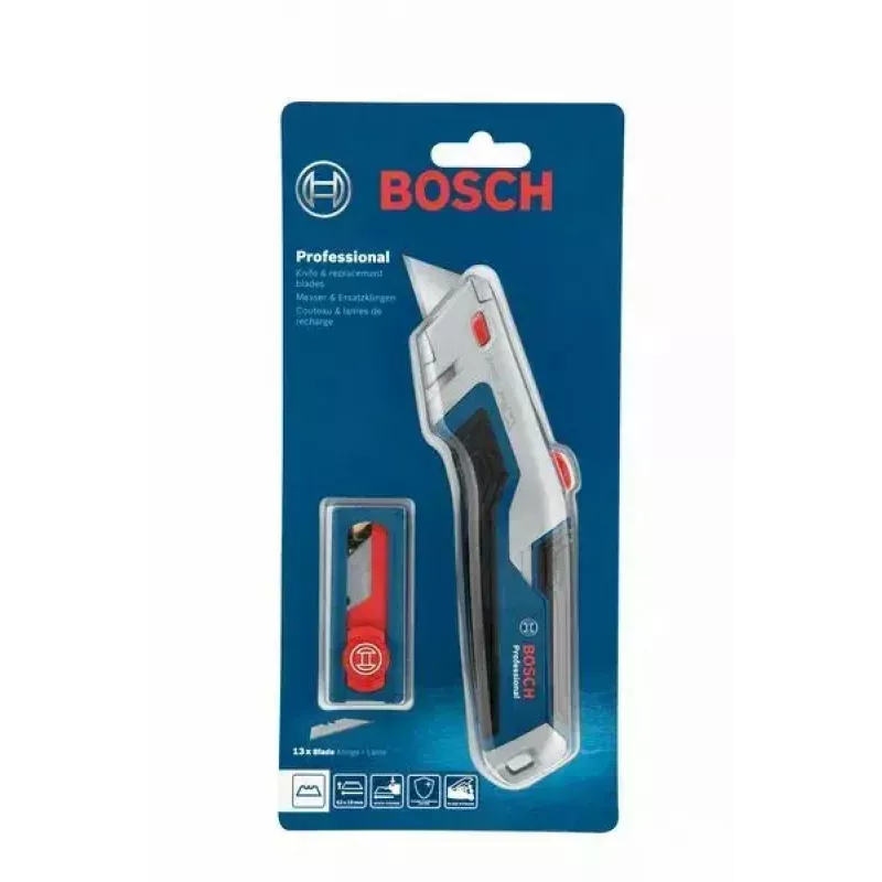 Bosch Professional 1600A027M5 set de cúter universal y cuchillas, 63 x 19 mm, 13 cuchillas incluidas, azul/gris