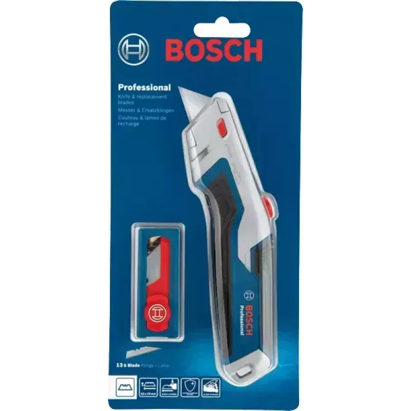 Bosch Professional 1600A027M5 set de cúter universal y cuchillas, 63 x 19 mm, 13 cuchillas incluidas, azul/gris