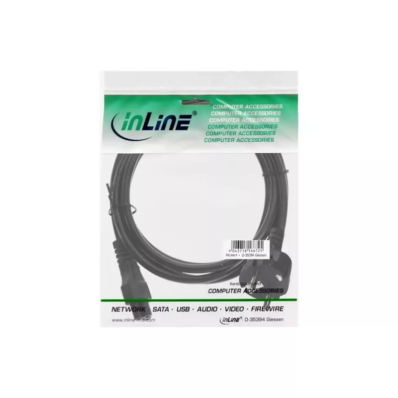 Cable de alimentación InLine tipo F alemán / conector de portátil 