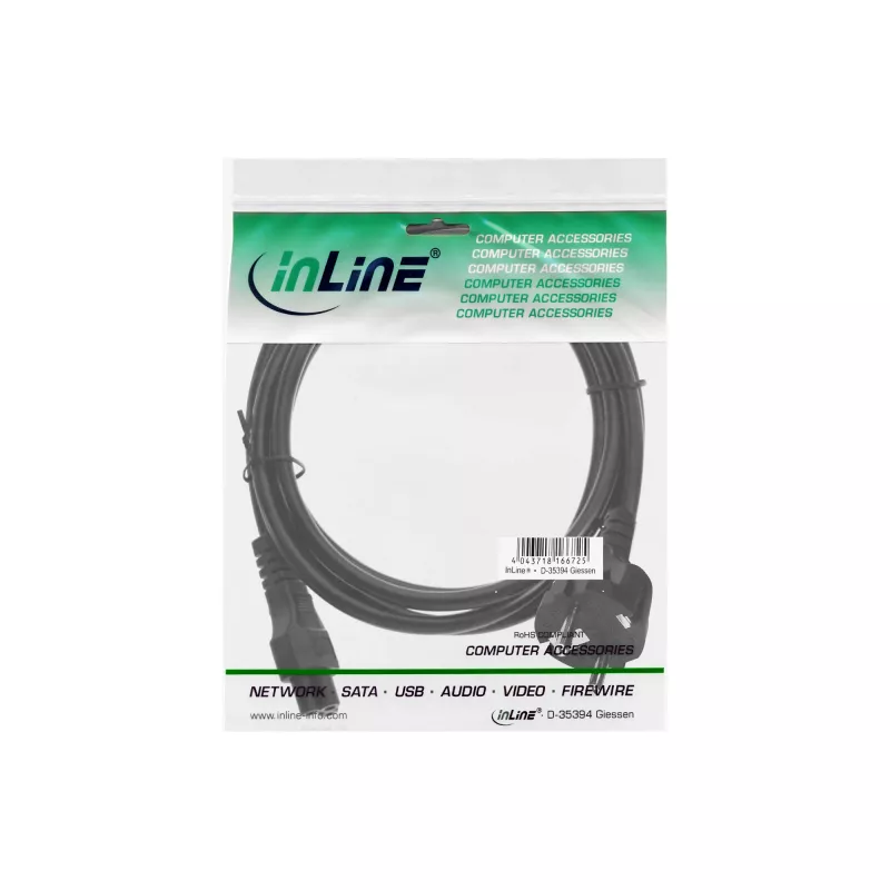 Cable de alimentación InLine tipo F alemán / conector de portátil 