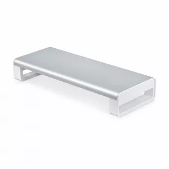 StarTech.com Soporte ergonómico para monitor, hasta 15 kg, altura fija 9 cm, soporte para monitor de sobremesa/portátil, plataforma de acero, montaje rápido, optimiza la superficie del escritorio
