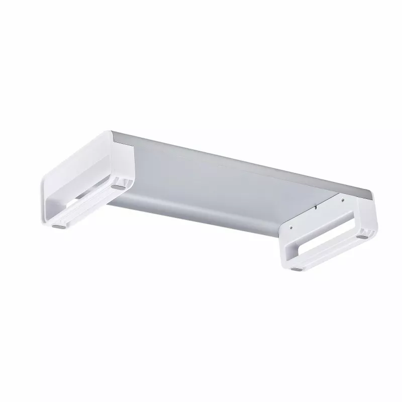 StarTech.com Soporte ergonómico para monitor, hasta 15 kg, altura fija 9 cm, soporte para monitor de sobremesa/portátil, plataforma de acero, montaje rápido, optimiza la superficie del escritorio