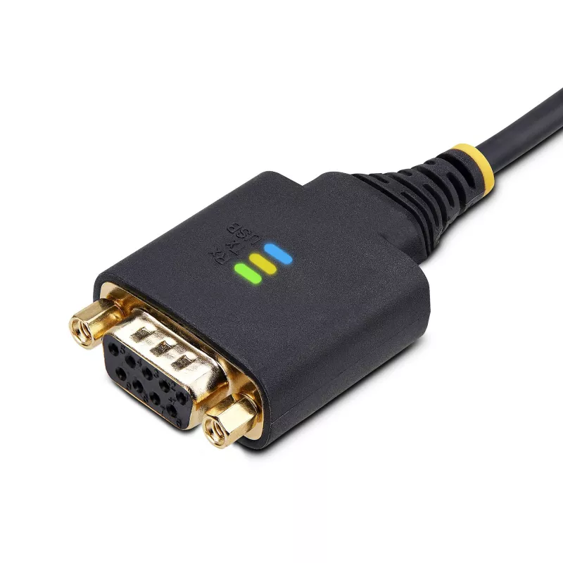 StarTech.com Cable adaptador USB a serie null modem de 10ft (3m), tornillos/tuercas DB9 reemplazables, retención de COM, USB-A a RS232, FTDI, protección ESD nivel 4, Windows/macOS/ChromeOS/Linux - Carcasa TPE resistente