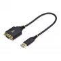 StarTech.com Cable adaptador USB a serie null modem de 30cm, retención de COM, FTDI, USB-A a DB9 RS232, tuercas/tornillos DB9 reemplazables, Windows/macOS/Linux