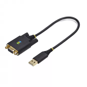 StarTech.com Cable adaptador USB a serie null modem de 30cm, retención de COM, FTDI, USB-A a DB9 RS232, tuercas/tornillos DB9 reemplazables, Windows/macOS/Linux