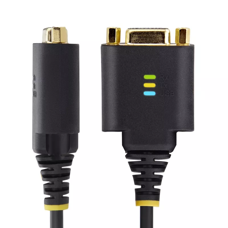 StarTech.com Cable adaptador USB a serie null modem de 30cm, retención de COM, FTDI, USB-A a DB9 RS232, tuercas/tornillos DB9 reemplazables, Windows/macOS/Linux