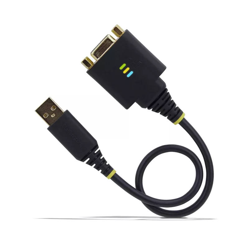 StarTech.com Cable adaptador USB a serie null modem de 30cm, retención de COM, FTDI, USB-A a DB9 RS232, tuercas/tornillos DB9 reemplazables, Windows/macOS/Linux