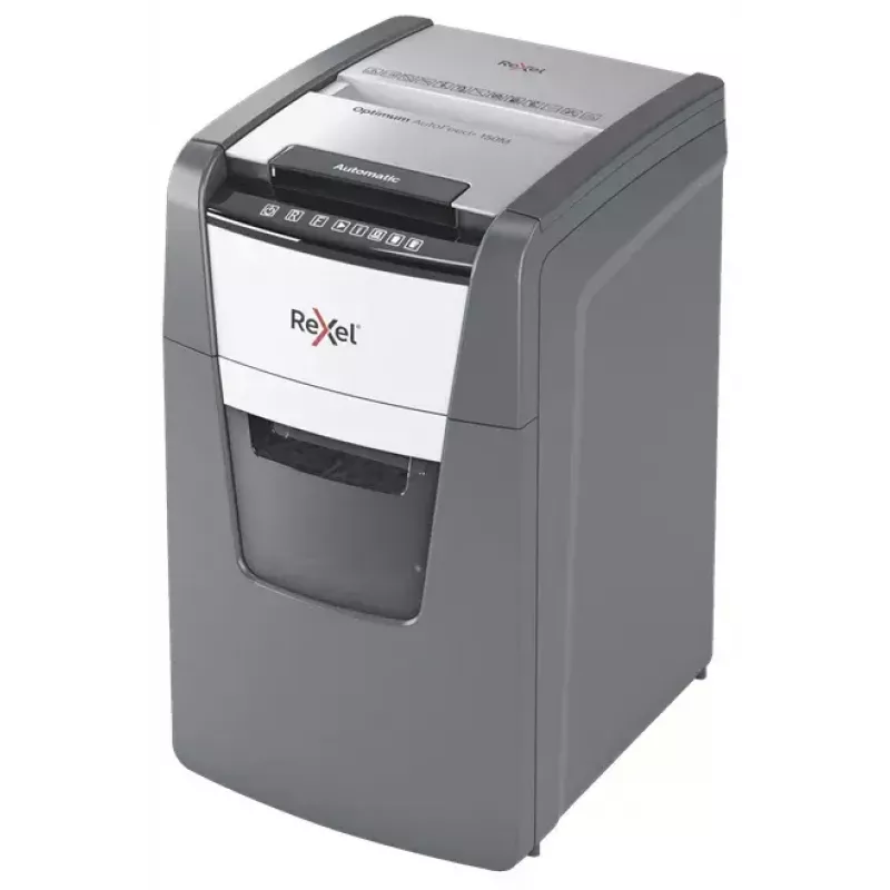 Rexel Optimum AutoFeed+ 150M trituradora de papel, corte micro 2 x 15 mm, P-5, 150 hojas, cubo de 44 l
